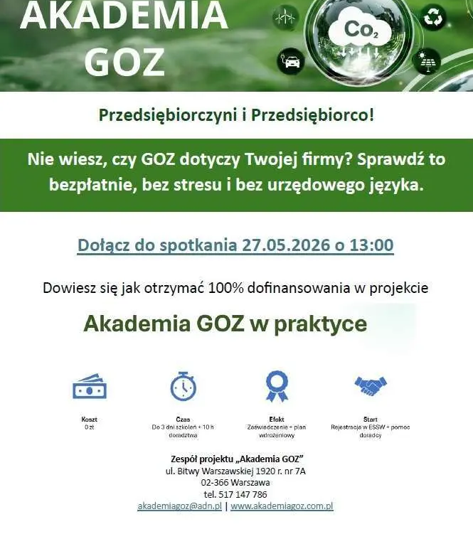 Zdjęcie do Ważne dla przedsiębiorc&oacute;w. Zaproszenie na bezpłatne szkolenie