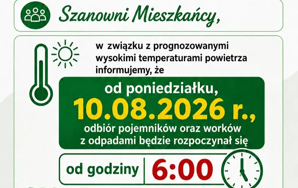 Zdjęcie do Zmiana godzin wywozu odpad&oacute;w
