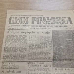 Głos Pomorza z lata 1981 wydrukowany w czasie strajku drukarzy 